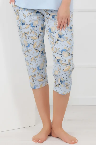 Dámské pyžamo Celozja - 3/4 nohavice - bavlněné - Světle modrá