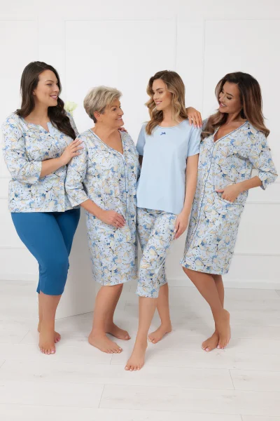 Dámské pyžamo Celozja - 3/4 nohavice - bavlněné - Světle modrá