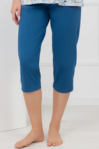 Dámské pyžamo Celozja - tříčtvrteční bavlněné - Modrá