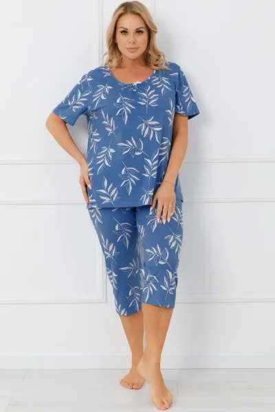 Dámské pyžamo Perina 3/4 - bavlna - Modrá