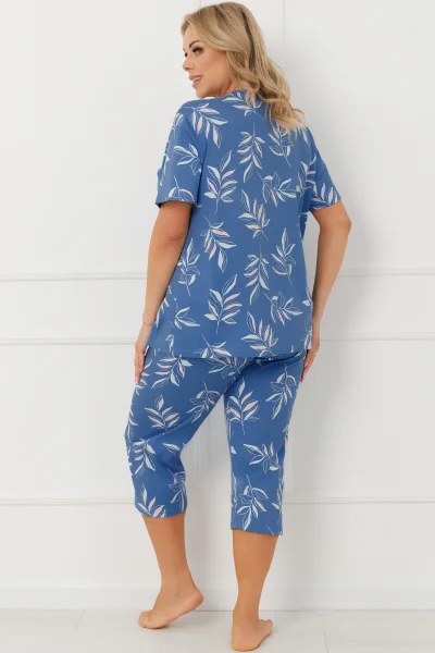Dámské pyžamo Perina 3/4 - bavlna - Modrá