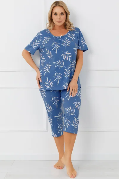 Dámské pyžamo Perina 3/4 - bavlna - Modrá
