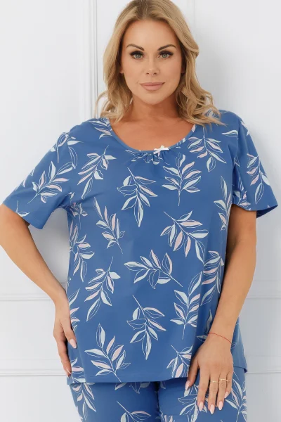 Dámské pyžamo Perina 3/4 - bavlna - Modrá