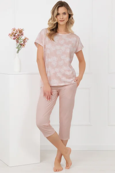 Dámské 3/4 pyžamo Kalina - bavlna - Lososová
