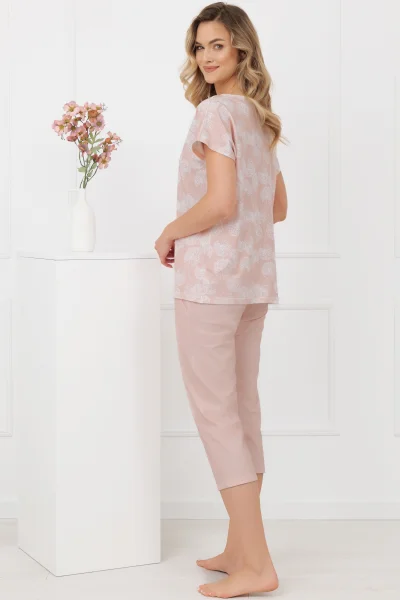 Dámské 3/4 pyžamo Kalina - bavlna - Lososová