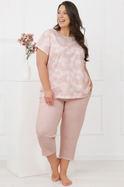 Dámské 3/4 pyžamo Kalina - bavlna - Lososová