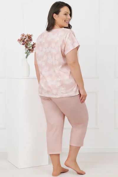 Dámské 3/4 pyžamo Kalina - bavlna - Lososová