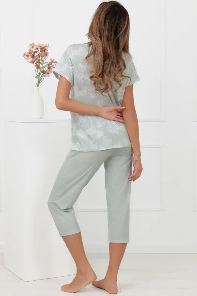 Dámské 3/4 pyžamo Kalina - bavlna - Mátová