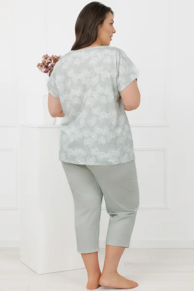 Dámské 3/4 pyžamo Kalina - bavlna - Mátová