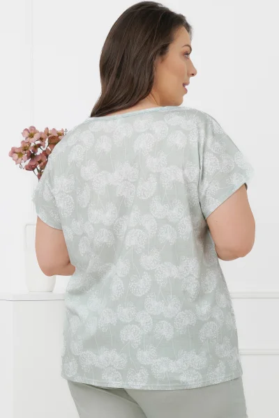 Dámské 3/4 pyžamo Kalina - bavlna - Mátová