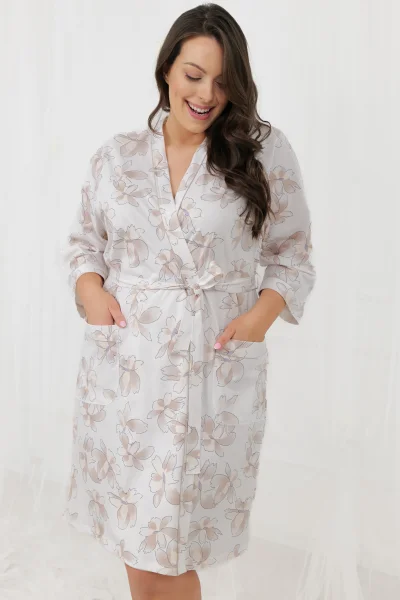 Dámský župan Arola - bavlna - Ecru