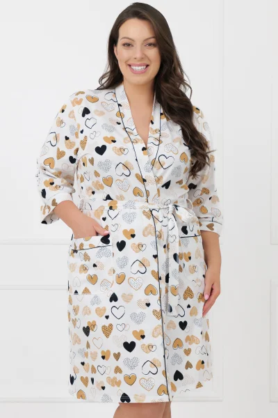 Dámský župan 3/4 Soreno - bavlna - Ecru