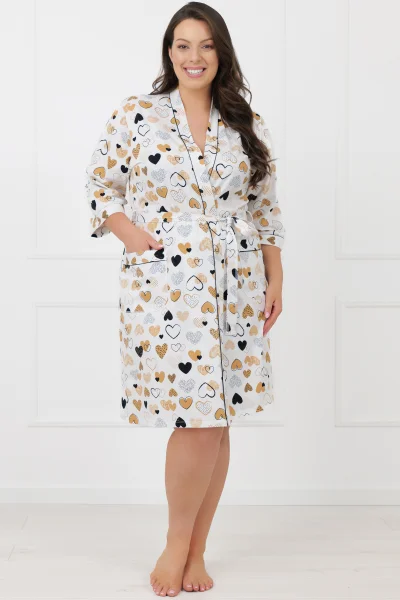 Dámský župan 3/4 Soreno - bavlna - Ecru
