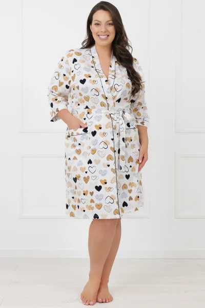Dámský župan 3/4 Soreno - bavlna - Ecru