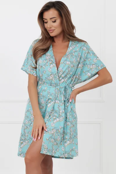 Dámský župan Hikari - bavlna - Tyrkysová