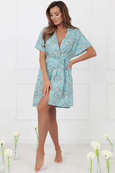 Dámský župan Hikari - bavlna - Tyrkysová