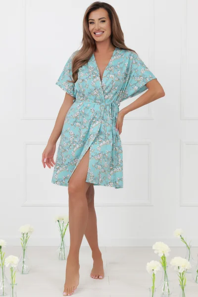 Dámský župan Hikari - bavlna - Tyrkysová