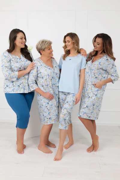 Noční košilka Celozja - široká ramínka - bavlna - Světle modrá