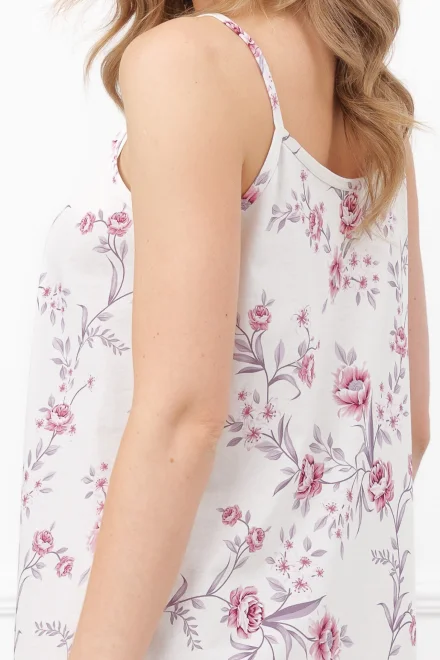 Nočná košeľa Beauty – bavlna - Bielo-ružová