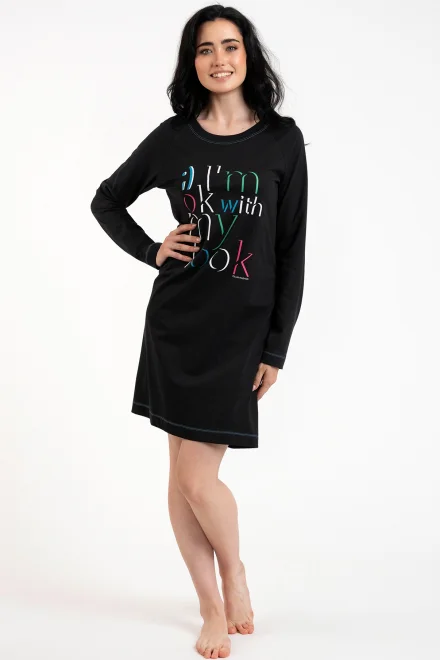 Noční košilka Olza - bavlna - Černá