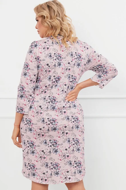 Bavlněná noční košile Lacenta - V dekolt - Světle růžová