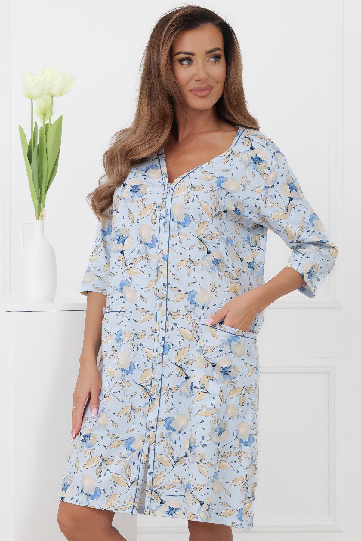 Noční košile Italian Fashion Samoa - 3/4 rukáv Světle modrá 4XL