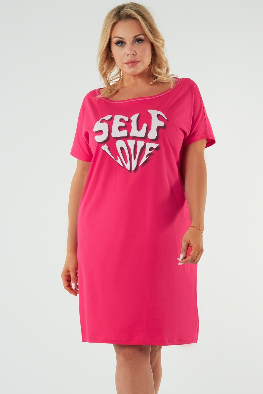 Nočná košieľka Italian Fashion Selfie - bavlna Malivovo červená 2XL