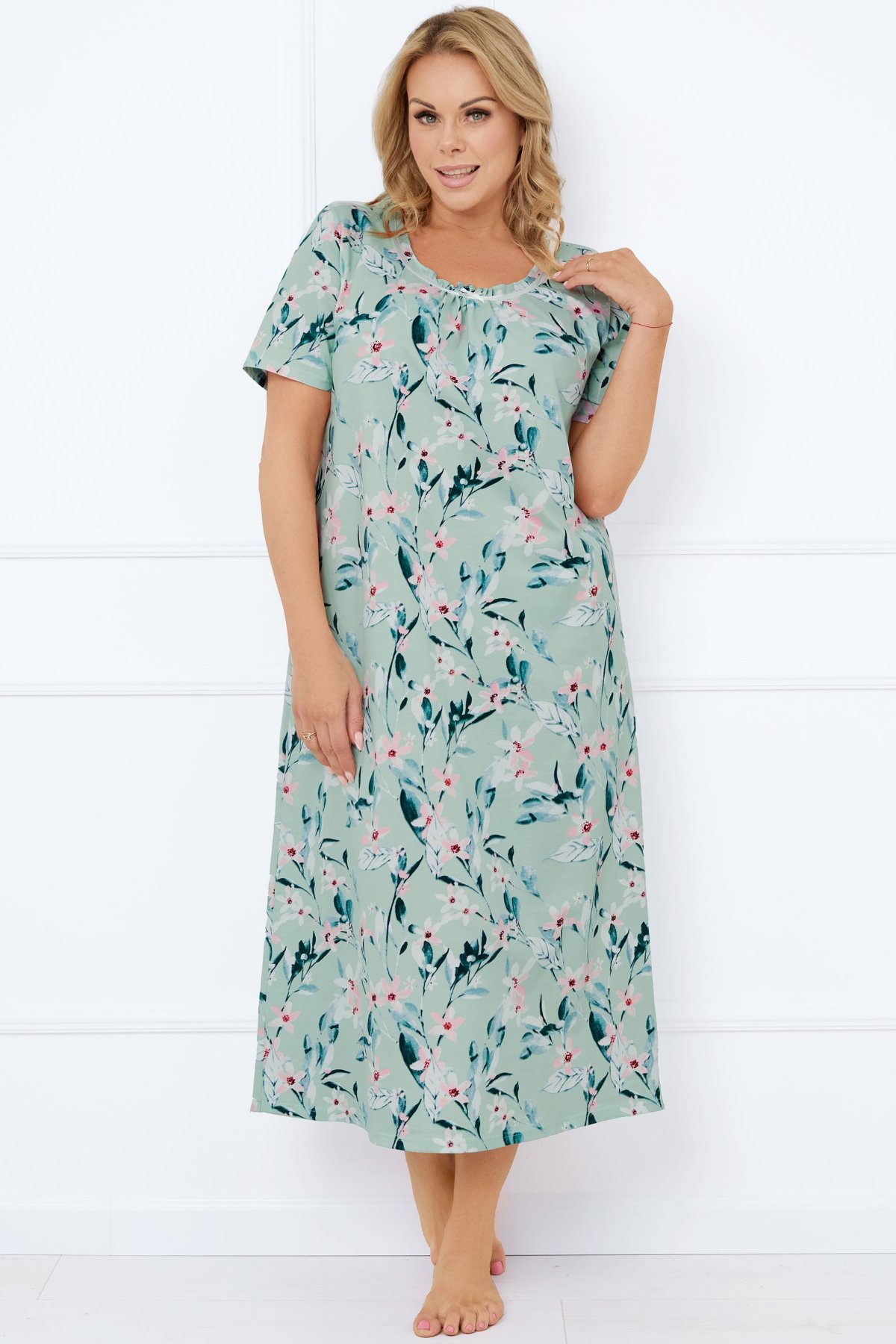 Noční košile Italian Fashion Alwea - bavlna Světle zelená 2XL