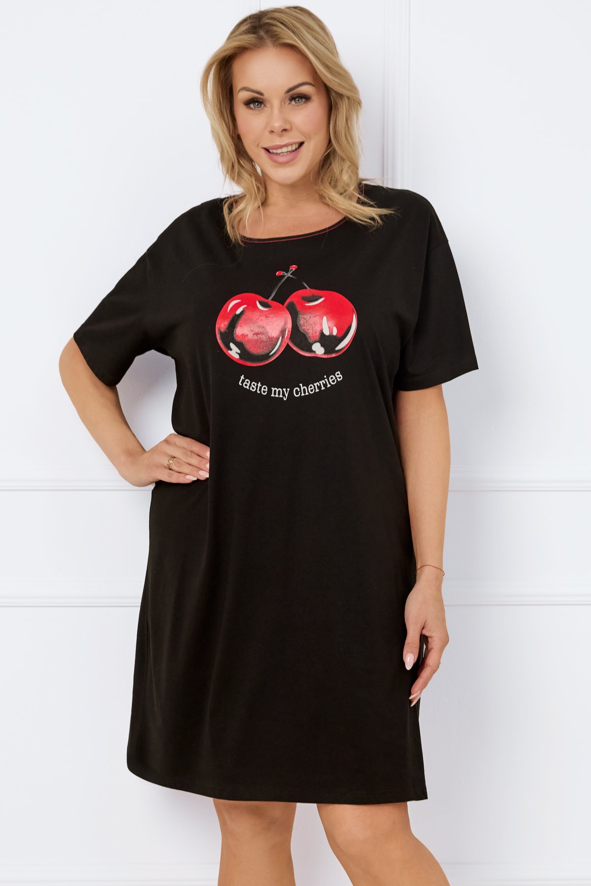 Noční košile Italian Fashion Cherry - bavlna Černá M