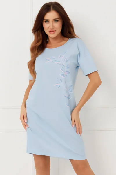 Noční košilka Erula - bavlna - Světle modrá