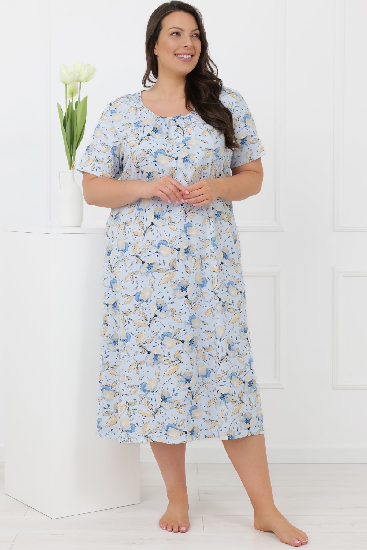 Noční košile Italian Fashion Samoa - bavlna Světle modrá 2XL