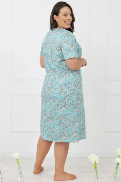 Noční košile Misaki - bavlna - Tyrkysová