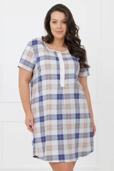 Noční košile Puna - bavlna - Modro-béžová