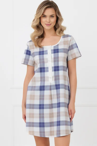 Noční košile Puna - bavlna - Modro-béžová