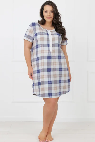 Noční košile Puna - bavlna - Modro-béžová