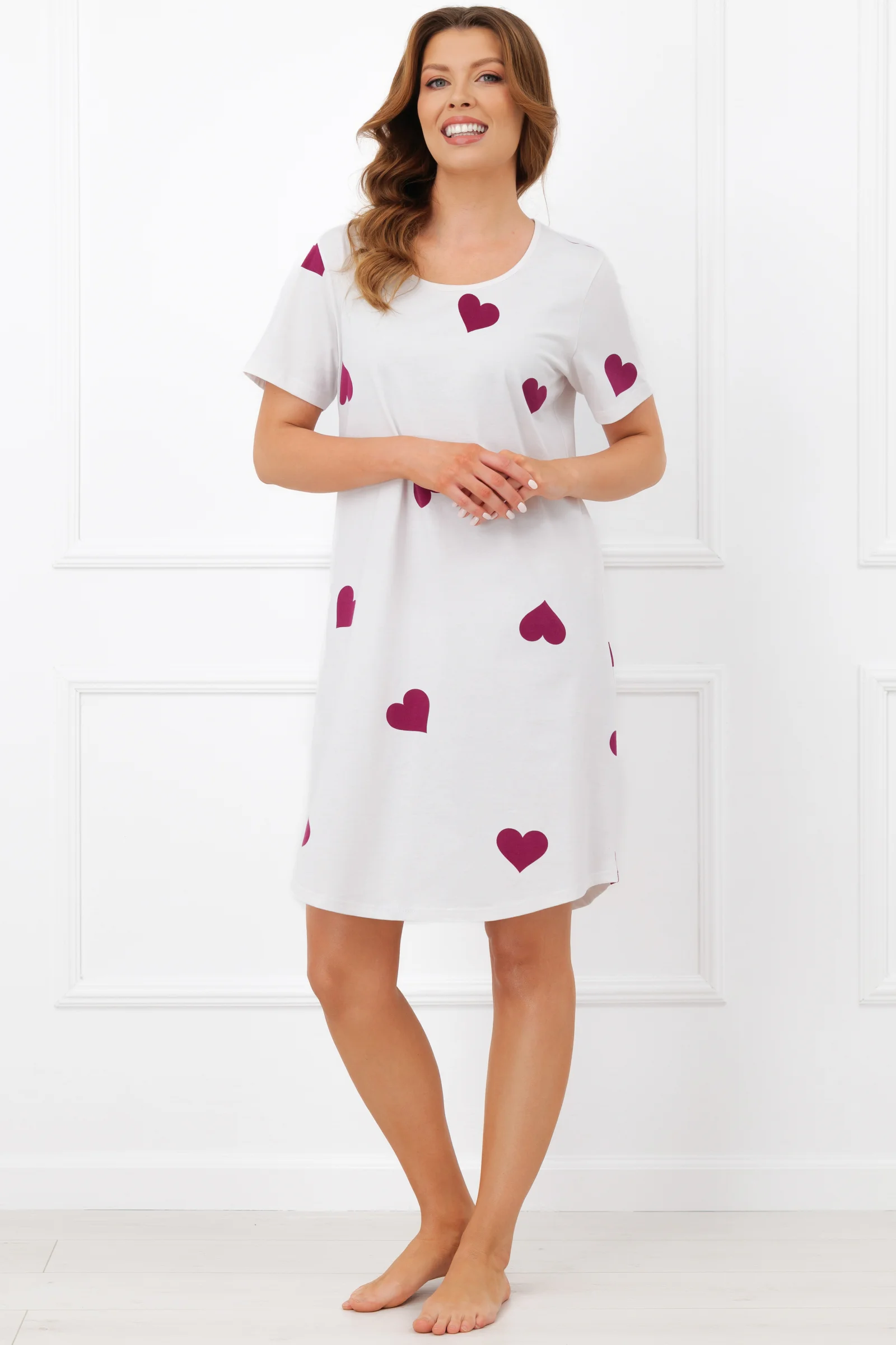 Noční košile Italian Fashion Kioga - bavlna Ecru-růžová S