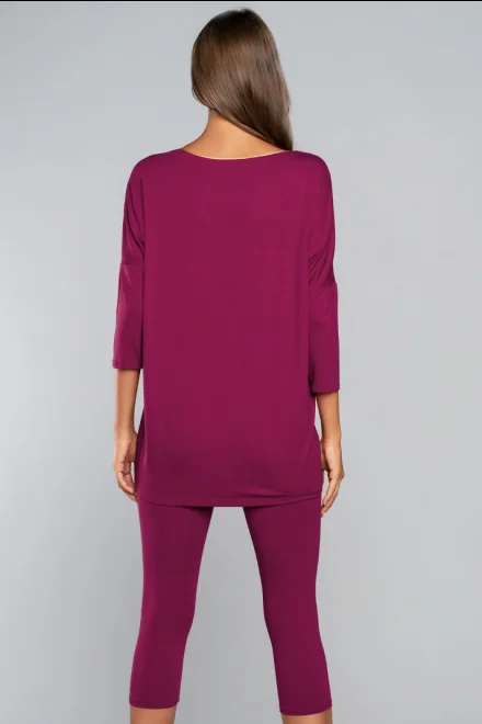 Dámské pyžamo Mandala - tříčtvrteční - Tmavě červená