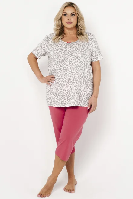 Dámské pyžamo Felipa - plus size - Šedo-ružová