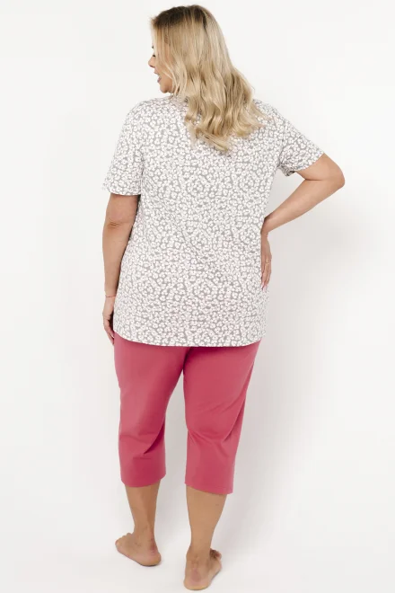 Dámské pyžamo Felipa - plus size - Šedo-ružová