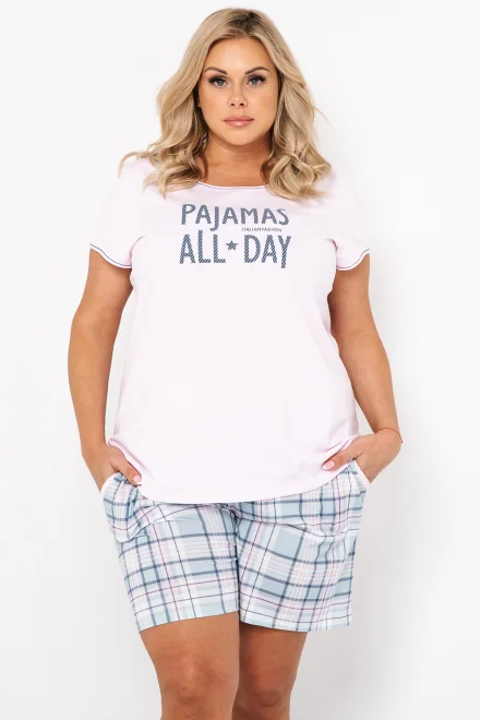 Dámské pyžamo Glamour Maxi - krátké - Světle růžová