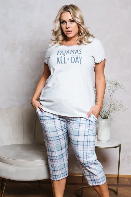 Dámské pyžamo Glamour Maxi - tříčtvrteční - Světle šedá