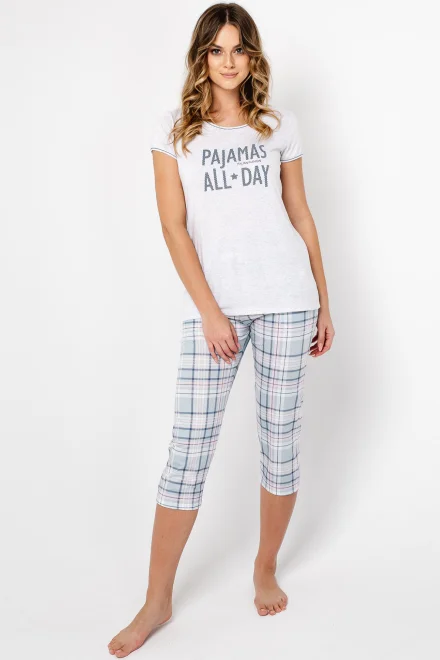 Dámské pyžamo Glamour Maxi - tříčtvrteční - Světle šedá