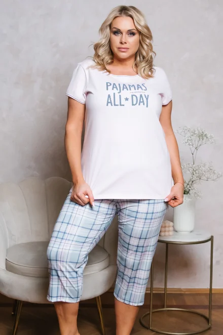 Dámské pyžamo Glamour Maxi - tříčtvrteční - Světle růžová