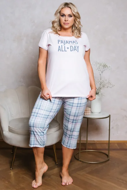 Dámské pyžamo Glamour Maxi - tříčtvrteční - Světle růžová