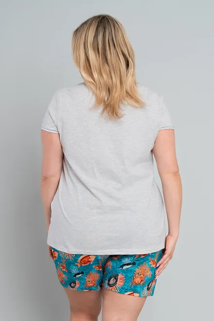 Dámské pyžamo Oceania - krátké - Světle šedá