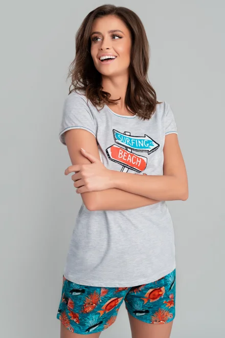 Dámské pyžamo Oceania - krátké - Světle šedá