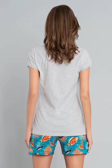 Dámské pyžamo Oceania - krátké - Světle šedá