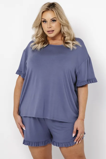 Dámské pyžamo Styl - krátké z viskózy - Modrá