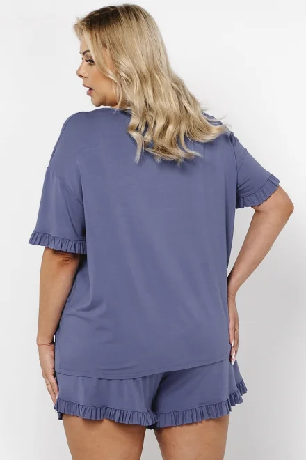 Dámské pyžamo Styl - krátké z viskózy - Modrá