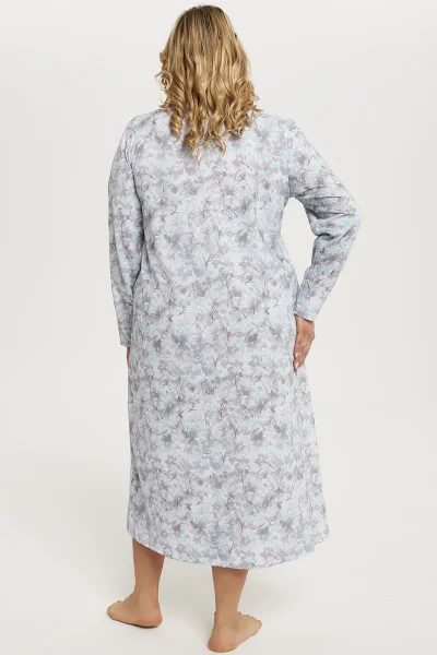 Noční košile Hedera - dlouhá - Tyrkysová-šedá